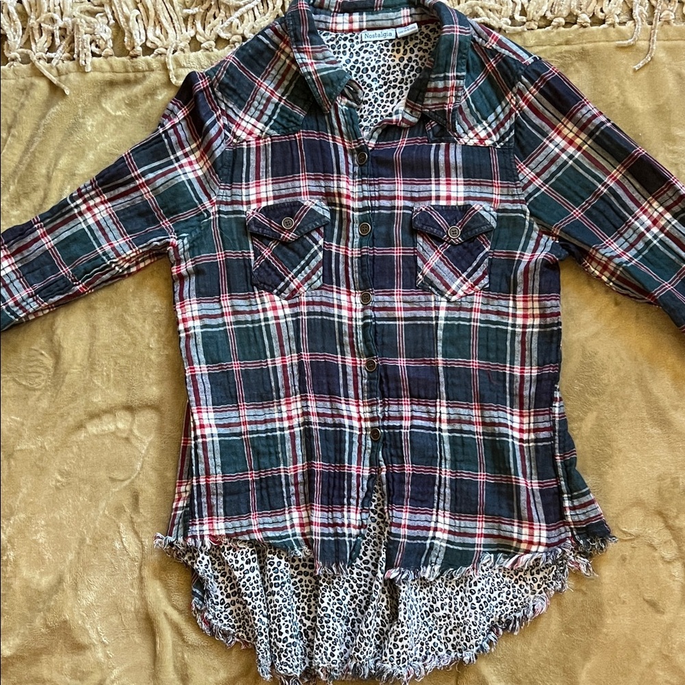 👚 Nostalgia Plaid Button-Up Shirt Y2K — Blue/Green/Red — Sz XL / D - Picture 9 of 11